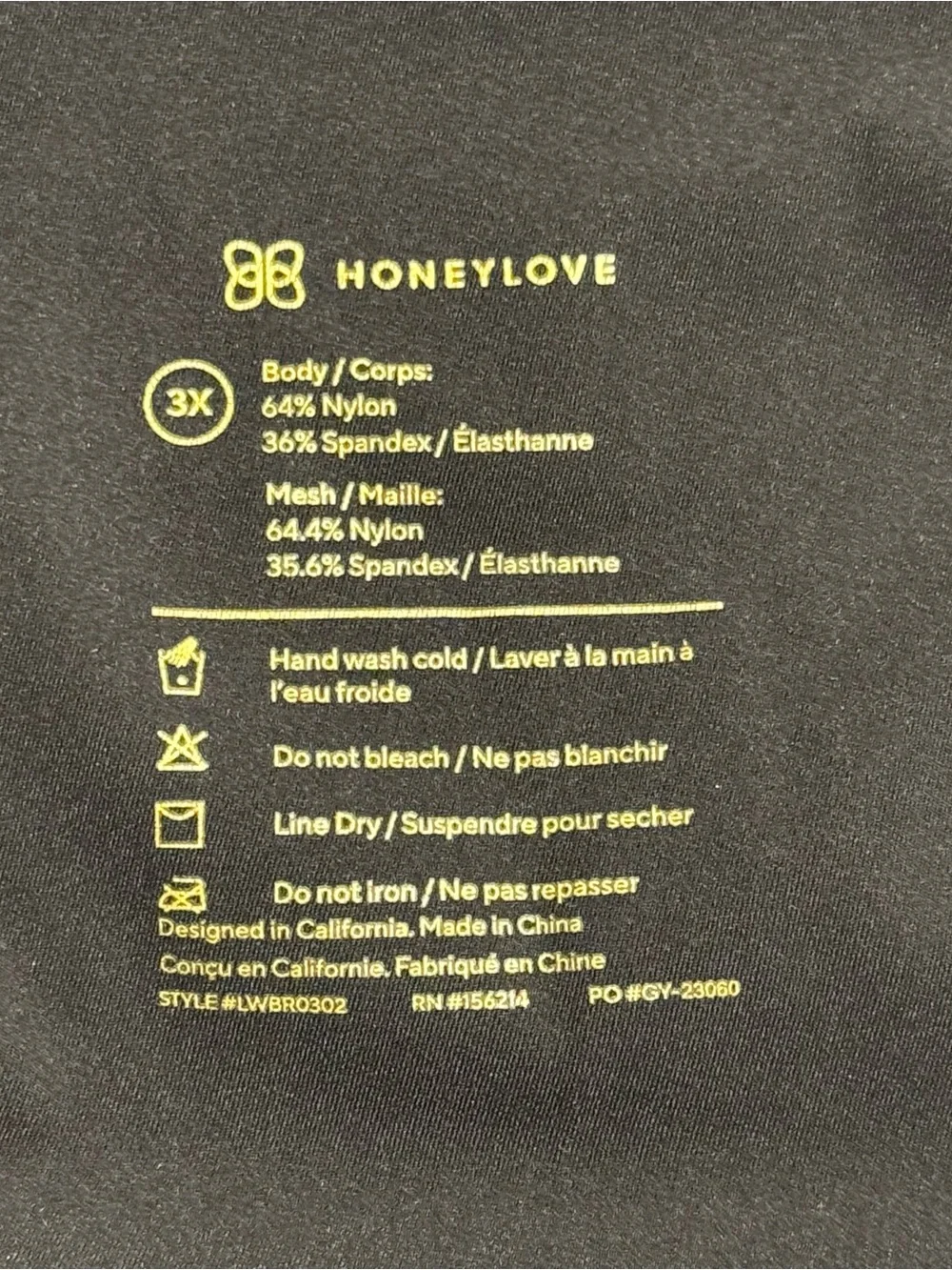 HoneyLove Crossover Black Mesh Bra Size 3X